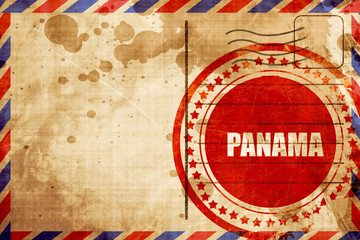 Greetings from panama, red grunge stamp on an airmail background