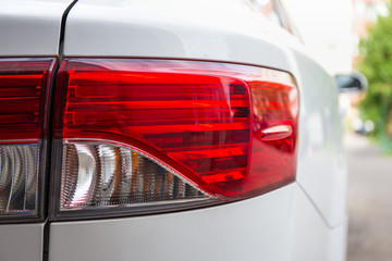 back view of modern white car