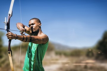 Image of facing view of man practicing archery