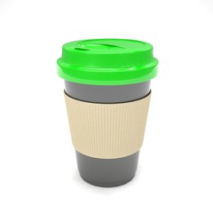 Coffee to go on white. 3d rendering.