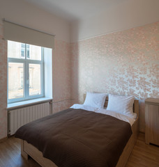 Bedroom in modern apartments.  Interior.