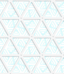 Colored 3D blue rounded triangles with grid