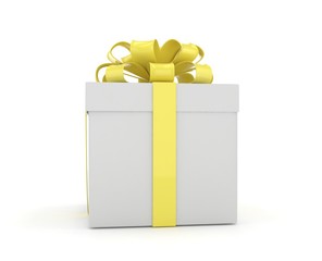 gift box with bows isolated on white. 3d rendering.