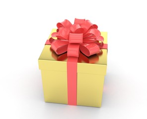 gift box with bows isolated on white. 3d rendering.