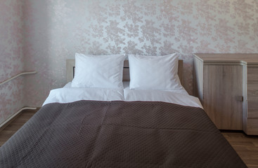 Bedroom in modern apartments.  Interior.