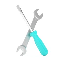3D Illustration Wrench and screwdriver, service concept