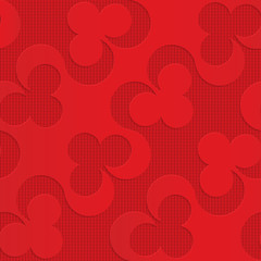 Red diagonal clubs on checkered background