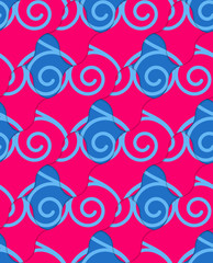 Naklejka premium Retro 3D blue and pink wavy stripes crossed