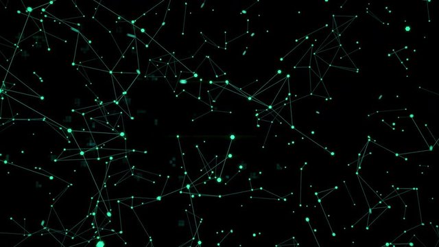 Sci-fi flight through frantic stream of connecting hexagons. Fly through data visualised with hexagons and connections. Seamless loop.