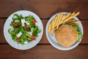 Concept of healthy food. choice of healthy products and dietary