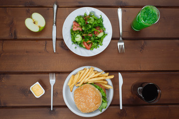 Concept of healthy food. choice of healthy products and dietary