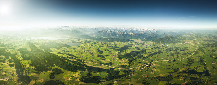 Sweeping Aerial View of Countryside