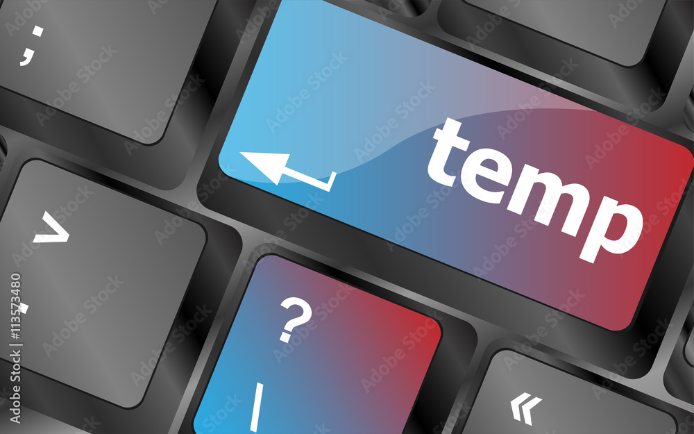 Poster computer keyboard - key temp, close up. keyboard keys icon button vector . keyboard keys. vector ill