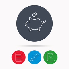 Piggy bank icon. Money economy sign.