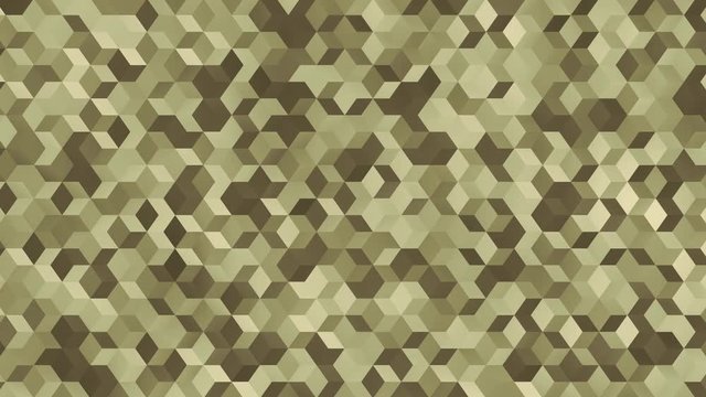 Perfect looping background animation of high tech camouflaged cube pattern. Army colors.