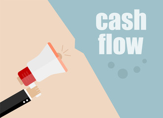 cash flow. Flat design vector business illustration concept Digital marketing business man holding megaphone for website and promotion banners.