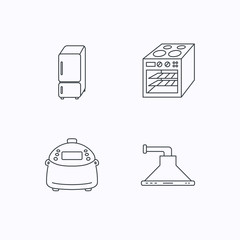 Refrigerator, multicooker and oven icons.