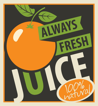 Vector banner with oranges and inscription always fresh juices