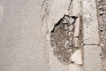 Asphalt road clear texture with hole