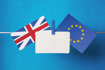 Flags of European Union (flags of different countries  eurozone) and United Kingdom, Brexit UK EU...