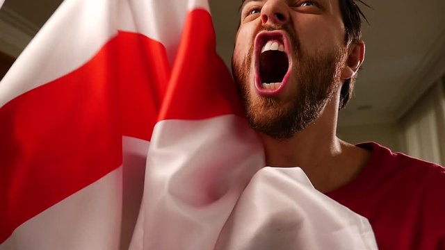 England Fan Celebrating in Slow Motion