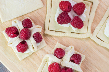 Uncooked berries cream cheese pastries