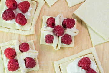 Uncooked berries cream cheese pastries
