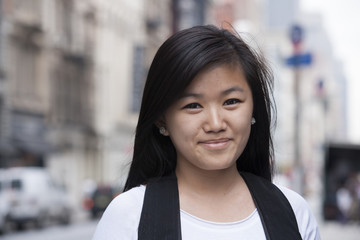 Portrait of pedestrian in city