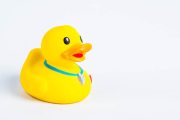 bath duck om white background,duck toy,Cute yellow rubber duck