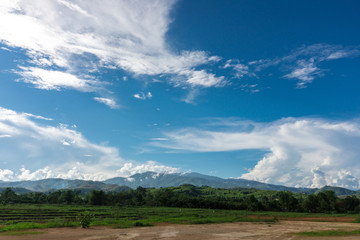 landscape of nature mountains with blue sky in the outdoor