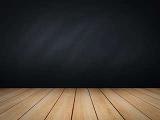 blank blackboard on wooden floor