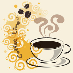 a hot coffee cup vector designs,outline coffee cup illustration