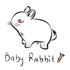 vector illustration of outline lovely bunny on a white background,hand drawing rabbit graphic,rabbit vector,cute of line bunny illustration