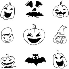 Pumpkins Halloween in doodle
