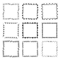 Set of ornate black picture frames isolated on white,free hand drawing of picture frame vector illustration on white isolated