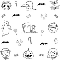 Doodle of scary face halloween
