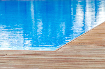 Swimming pool and wooden deck