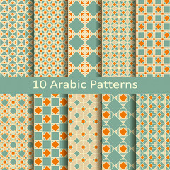 vector set of ten arabic seamless geometric traditional patterns