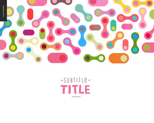 Colorful template design mockup vector banner - rounded colorful shapes isolated on white background accompanied with a title template