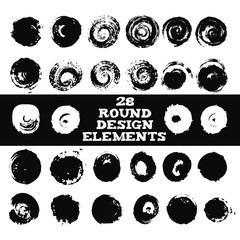 Set of 28 round design elements. Grunge circle shape. Vector illustration, eps10