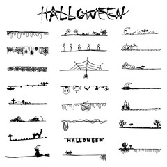 Halloween doodle black lines and stripes from free hand drawing sketch vector