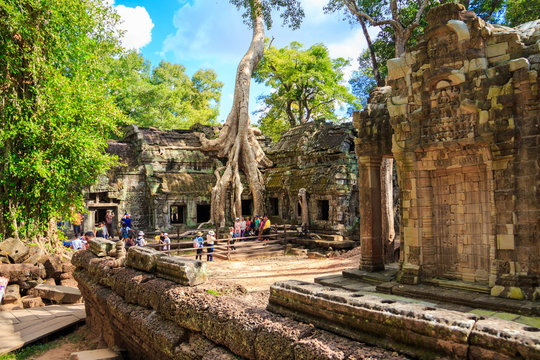 Siem Reap-December 06 : Ta Prohm temple, ancient architecture in Cambodia on December 06, 2015