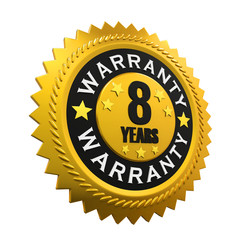 8 Years Warranty Sign. 3D rendering
