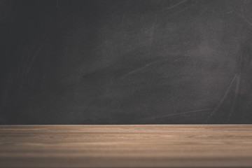 Duster and chalk in front of blackboard