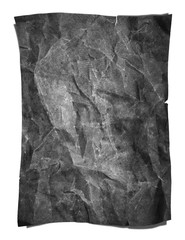 Old grunge crumpled gray paper texture, isolated on white background