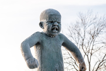 Fototapeta na wymiar Sculptures in Frogner Park in Oslo, Norway. Also known as Vigeland (Sculpture) Park