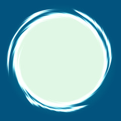 Abstract circle frame with movement line around on blue background.
