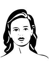 vector sketch of a beautiful girl with brunette hair