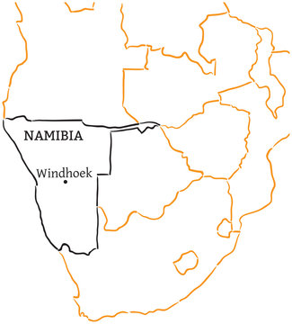 Namibia hand-drawn sketch map