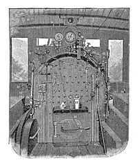 19th century, steam locomotive interiors, boiler